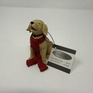 NWT Crossroads "Brown Dog Wearing Red Scarf" Figurine 3 1/2"